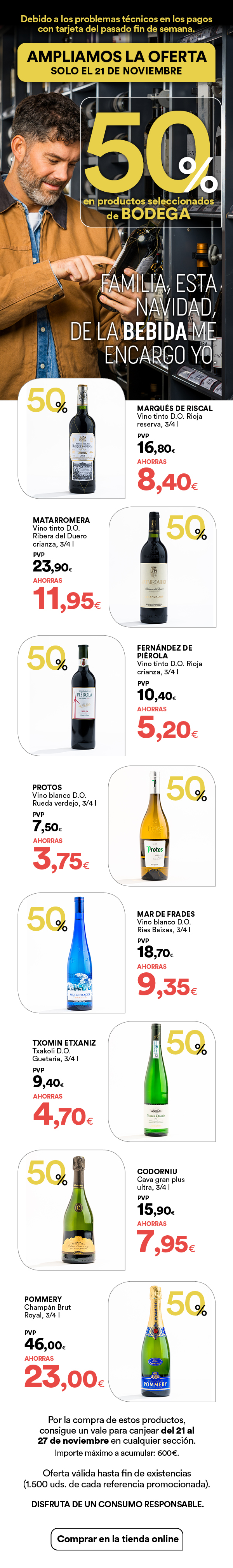 ¡50% en productos seleccionados de Bodega!